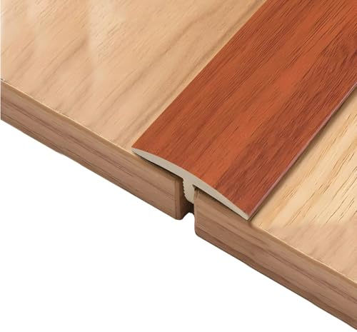 3 Piezas Tira de Transición Autoadhesiva en Forma de T, Perfil de Acabado Rígida for Juntas de PVC, Moldura Plana for Revestimientos de Suelos(Rouge,51.2x1.5inch/130x3.8cm)