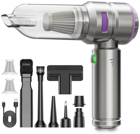 KITBEZN Aspirabriciole Senza Fili, 26KPA Aspirapolvere per Auto Portatile, 4 in 1 Mini Aspirapolvere Potente, Aspirapolvere Portatile per Auto, Divano, Animale Domestico, Cucina