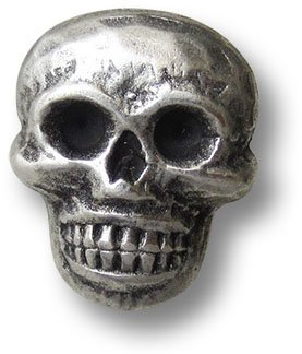 Knopfparadies - 3er Set gruselige altsilberfarbene Ösen Metallknöpfe mit Totenkopf Motiv/Altsilberfarben, geschwärzt/Metall Knöpfe/Ø ca. 15x18mm