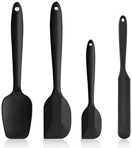 iNeibo Heat Resistant Silicone Spatulas, Non Stick Coating with Steel core, Cake Cream Butter Spatula Mixing Batter Scraper Brush Silicone Baking Tools(4PCS)