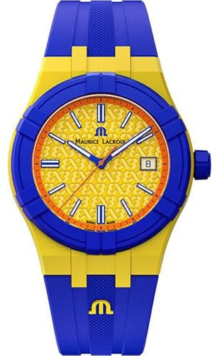 Maurice Lacroix Herrenuhr AI2008-68YZ8-800-0 Aikon Tide Special Edition FIBA Gelb und Blau, gelb