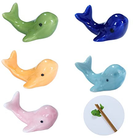 Vastsea 5 Stück Stäbchen Halter, Stäbchenhalter, Essstäbchen Ablage, Form Eines Wals, zur Aufbewahrung von Essstäbchen und Besteck, Tischdekorationszubehör