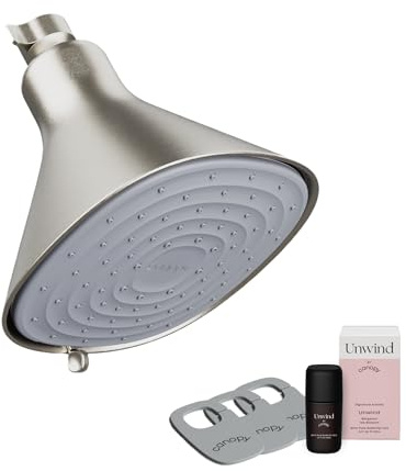 Canopy Filtered Shower Head - High Pressure Shower Head Filter for Hard Water - Shower Filter To Remove Impurities for Healthier Scalp, Skin & Hair - Support Hair Growth & Minimize Breakage - Nickel