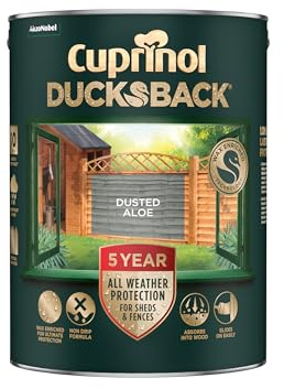 Cuprinol Ducksback 5 Year Waterproof for Sheds & Fences Dusted Aloe 5 Litre