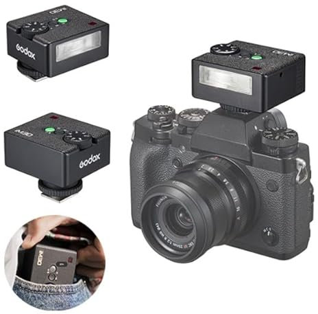 Godox iM30 Flash Mini para cámara, Tiempo de Reciclaje ?3,6 s, GN ?15 CCT 6500K ± 200K para Canon, Fuji, Sony, Nikon y Otras cámaras SLR con Zapata de Contacto único (sin batería)