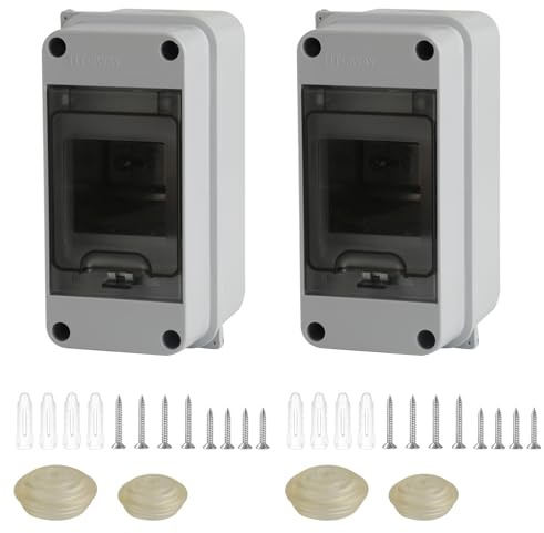 Caja de Distribución Estanca Exterior Electrónica IP65, Caja Cuadro Electrico de Superficie 5 Modulos, 5 Vías Caja de Fusibles Eléctrica de Plástico (2 piezas de 3 vías)