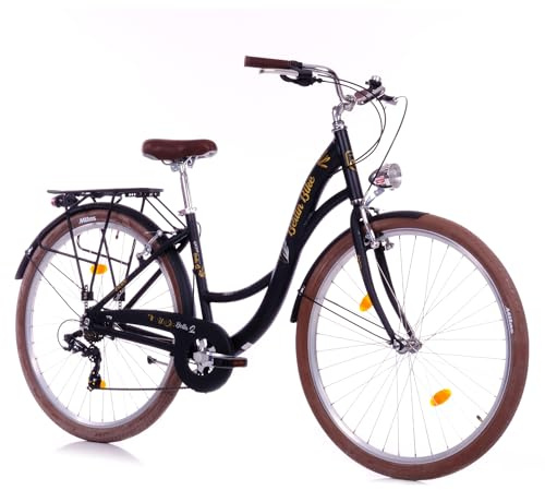 City Bike Bella 2 – 28 inch Ladies Dutch Bike with Shimano 7-Speed (schwarz)