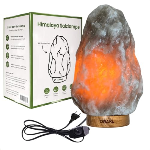 Orakl - Dimmbare Salzlampe Meteor - 100% echtes Himalaya Salz aus Salt Range Pakistan - Salzkristall-Lampe - Salzstein - Tischlamp inkl. 1x 15W Glühbirnen und Geschenkbox (4-6 KG)