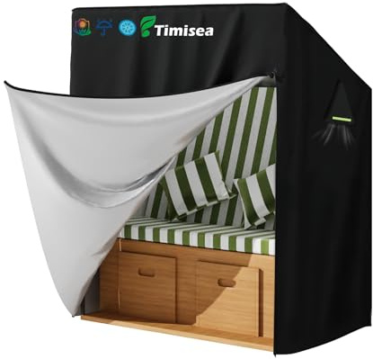 Timisea Funda protectora para sillón de playa, resistente al invierno, para sillas de playa de 2 plazas, 135 x 105 x 175/140 cm, con orificios de ventilación y cordón ajustable, ideal para sillones de