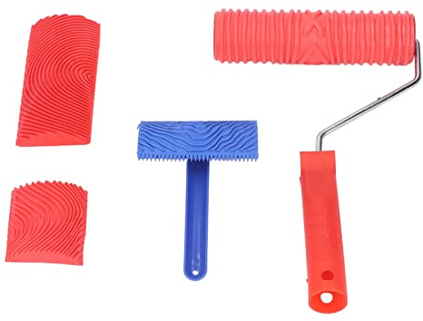 Elprico Rollo de Madera - Herramienta de Grano de Textura Duradera de Madera para la Pared - Decoración, Material de Tubi del Vientre, 5 STC Tratado Roller para el Arte de la Pintura de Arte Doméstico