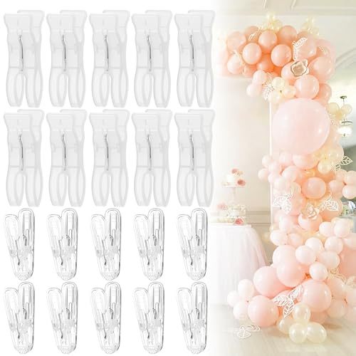 Kreapa Balloon Arch Clips Set, 20 Pack Clear Plastic Clips For Balloon Arch(10 Pack 2.4 Inch And 10 Pack 3.5 Inch), Backdrop Clamps, Spring Clamps For Party Decoration Crafts And Photography Studios