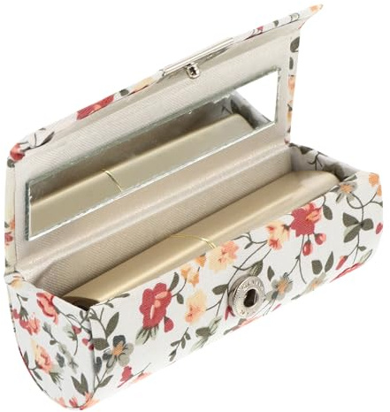 Sosoport Custodia per Rossetto Floreale Retrò con Specchio Scatola Portarossetto Compatta in Tessuto Ricamato Porta Rossetto per Donna Leggera e Resistente per Viaggio e Uso Quotidiano
