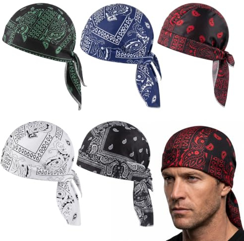 5 kylande huvudduk bandana, hjälmfoder elastisk passform 55–60 cm | Cooling Headscarf Cap Paisley, mångsidig huvudbonad för sommar sport löpning ridning snabbtorkande andas