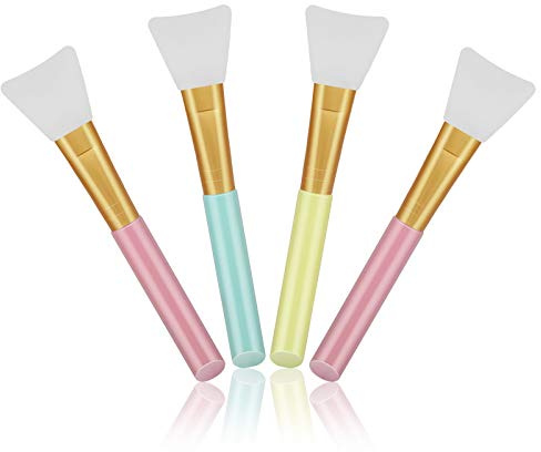 Cuttte 4pcs Silicone Face Mask Brushes Flexible Facial Mud Mask Applicator Brush Hairless Moisturizers Applicator Tools Soft Face Mask Applicator for Mud Clay Charcoal Mixed Mask