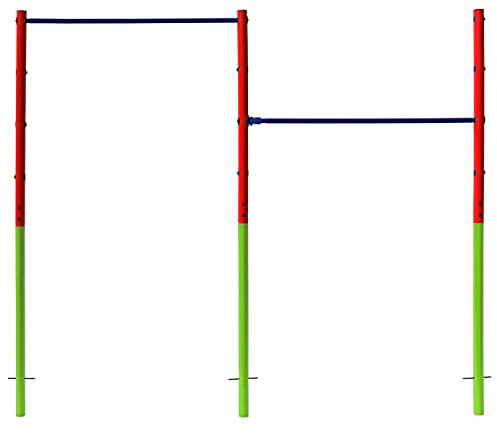 Best Sporting Turnreck Garten I Reckstange Garten Kinder und Erwachsene I Höhenverstellbare Kletterstange Outdoor in Grün-Rot-Blau I Turngeräte für Kinder für Spaß im Garten I Doppel - 241cm