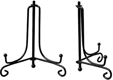 Jieddey 2 supporti per piatti in ferro nero per foto, cornici, piatti decorativi da tavolo, opere d'arte, decorazione, 12,7 cm