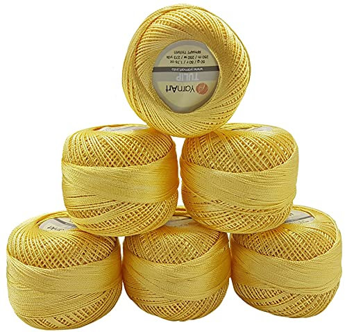 YarnArt Tulip 6 x 50 gr. Paket, Seide Mikrofaser Satin Garn Brillante Glänzend (Hell Gelb 463)