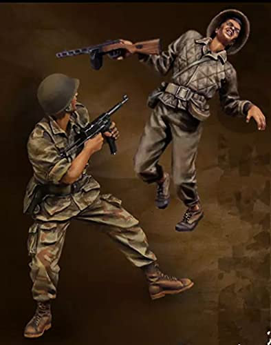 Risjc 1:35 WWII Deutsches Resin Soldatenmodell (2 Personen) unbemalt und unmontiert Miniaturmodellbausatz/R19441