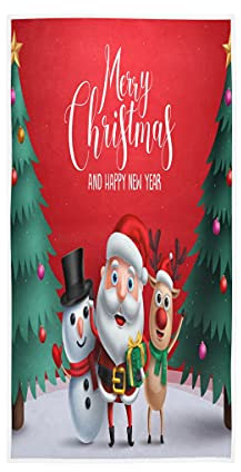 senya Handtücher Weihnachtsmann Schneemann und Rentier Weihnachten 12343 Weiche Handtücher für Hotel Spa Bad Gym 76,2 x 38,1 cm