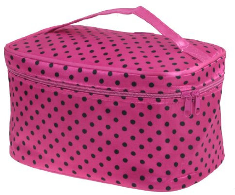 Ruilogod Punto de Mujer Pacho Dual Cremallera Cierre Cierre Maquillaje Cosmético Bolsa Soporte Fucsia