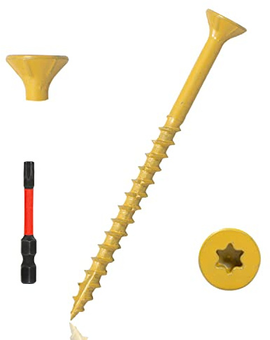 LUPANTER 500 Pcs Exterior Deck Screws #10×3 inch, 7.2lb Wood Screws with Yellow Ceramic Coating, Premium Outdoor Rust Resistant Self Taping Screws,T25 Drive Bit includs.