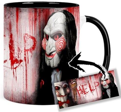 Saw Billy The Puppet Tasse Innen & Henkel Schwarz Keramikbecher Mug