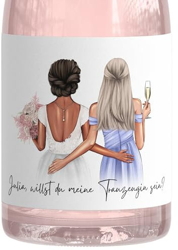 Willst du meine Trauzeugin sein Flaschenetikett personalisiert Trauzeugen fragen Geschenk Idee Etikett selbstklebend 9x13 cm (2 Stk.)