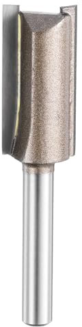 sourcing map Straight Router Bit 1/4 Inch Shank 19/32 Cutting Dia, 2 Flutes 1.18 Inch Cutting Length YG6 Carbide Cutter with PTFE Heat Resistance Coating, Woodworking Grooving Trim Bit