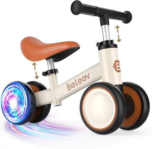 BELEEV B3 Kinder Laufrad ab 1 Jahr mit Verstellbarem Sitz & Lenker, LED-leuchtende Räder Lauflernrad für 10-36 Monate Baby, Balance Bike ohne Pedal für Jungen Mädchen, Geschenke für 1 Jahre Kleinkind
