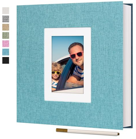 Vienrose Album Fotografico Autoadesivo per Foto 10x15 Fai da Te Scrapbook 40 Pagine Copertina in Lino Libro Dei Ricordi per Matrimonio, Crescita Del Bambino, Viaggi, Blu