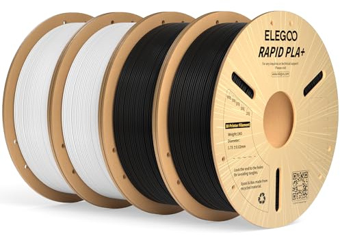 ELEGOO High Speed PLA+ Filament 1.75mm Schwarz Weiß 4 KG, Rapid PLA Plus 3D Drucker Speedy Filament, 600 mm/s Hochgeschwindigkeitsdruck, Maßgenauigkeit +/-0,02mm, 1kg Spule (2.2lbs)