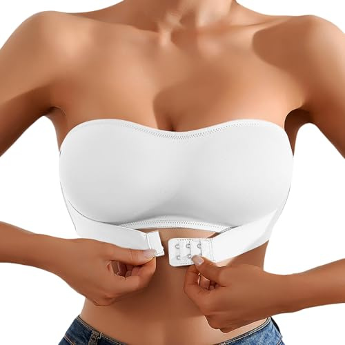 Hatme Sujetador sin tirantes Push Up sin aros Bandeau Top Mujer Bralette con Silicona Antideslizante Tirantes Transparentes Tubo Sin Costuras Top Push Up