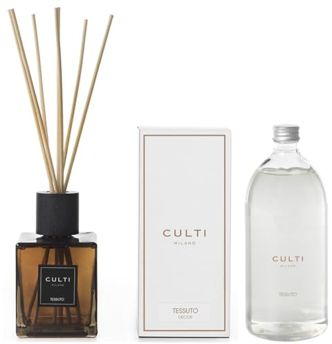Duftstäbchen 500 ml Decor mit Nachfüllpackung 1000 ml – eleganter Raumduft – Culti Milano – Lebensdauer 6 Monate Abdeckung 30 m² – edles Design und hochwertiger Duft (Stoff)