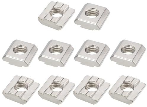 TOP-VIGOR M8 Sliding T Slot Nuts 50Pcs, Nickel Plated Carbon Steel Hammer Head Roll-in T-Nuts for 3030 Aluminium Extrusion Profile, T-Slot Fasteners for CNC and 3D Printer Assembly