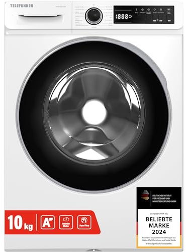 Telefunken Waschmaschine 10kg | Frontlader 1400 U/Min. | Dampffunktion | EEK A | Inverter Motor | AquaStop | Schontrommel | 15 Programme | Startzeitvorwahl | LED-Display | Weiß | W1014AS1W
