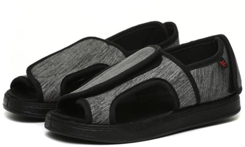 Wizeny Scarpe per Diabetici Donna Extra Larghe Scarpe da Riabilitazione Regolabili Pantofole Passeggio Ortopediche Traspirante,Grigio,36 EU