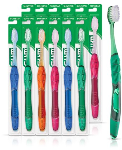GUM Technique Deep Clean Toothbrush - Compact Soft - Soft Toothbrushes for Adults with Sensitive Gums - Extra Fine Bristles, 1ct (12pk)