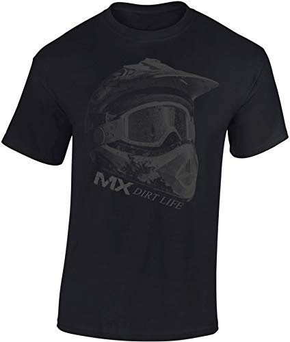 Baddery Motocross T-Shirt Herren - „MX Dirt Life“ - Enduro & Dirt Bike Shirt für Motocross Fahrer (Schwarz L)