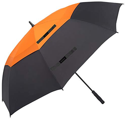 Doubwell golf umbrella large size 68 inches air vent double canopy windproof automatic straight rain umbrellas (orange/black)