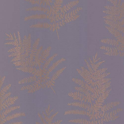Arthouse Metallic Fern Charcoal Rose Gold Wallpaper - Matt Grey Background - Rose Gold Leaf - Metallic Catches Light - Perfect to Create an On-Trend Space - Works with All Furniture Styles 687001