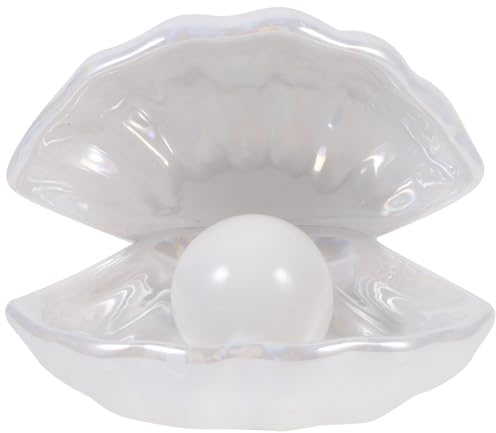 Homoyoyo Shells Pearl in Shell Light, Clamshell Night Light Mood Night Lamp Portable Shell Pearl Light LED Lamp for Bedroom Living Room, Garden, Camping, Birthday Party Dance (White) Mood Light