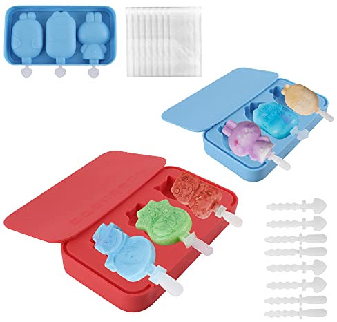 Goomp Moldes Helados,2 Pack Moldes Helados Silicona con Palos Popsicle Moldes Moldes de Paletas de Hielo para Chocolate Postre Congelado Helados DIY