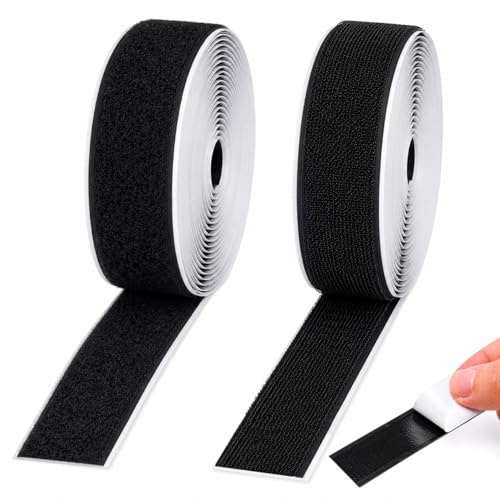 Self Adhesive Hook and Loop Tape 5M x 20MM, Sticky Back Fastening Strips for Home Office & DIY, Cuttable Reusable Mounting Tape for Walls, Remote Controls, Rugs, Crafts & Organization