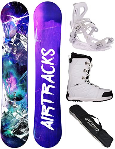 Airtracks Damen Snowboard-Set Freestyle Freeride High M Carbon Lady Rocker 155 + Snowboard Bindung Master + Snowboardboots Star W 37 + Sb Bag