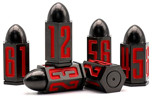 HNCCESG Dés JDR Balle 6 Faces en Métal, Dés de Jeux pour Donjons et Dragons,Dés Jeu de Role 6 Pièces avec boîte en métal (Balle Rouge Numéro)