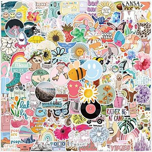 IOSPKKIO® 300 Stück ästhetische Aufkleber, PVC Self-Adhesive-Aufkleber, Wasserdichtes Vinyl für Wasserflasche, Laptop, Skateboard-Aufkleber für Erwachsene, Mädchen und Kinder