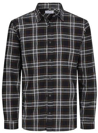 JACK & JONES Camisa de Hombre Slim Fit Camisa, Negro, S
