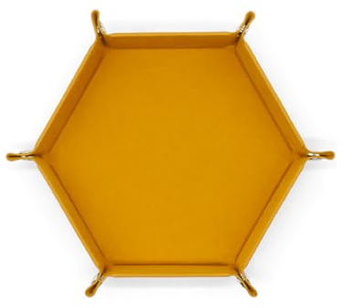 Wisafory Dice Boards Leather Velvet Dice Plate Hexagonal Cube Tray Cube Tray Cube Holder Foldable Dice Boards Storage Box for D&D, RPG, Board Game, Table Top Yellow