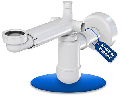 LAXARA Sifone telescopico per lavabo – 1 1/4 lavabo in plastica bianca – sifone lavabo – regolabile in orizzontale e verticale | (senza scarico pop-up scarico)