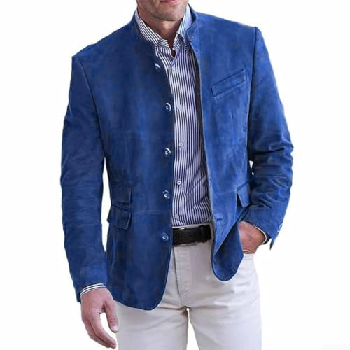 Vintage Stile Britannico Mens Autunno Inverno Stand Collare Solido Colore Singolo Giacche fila
